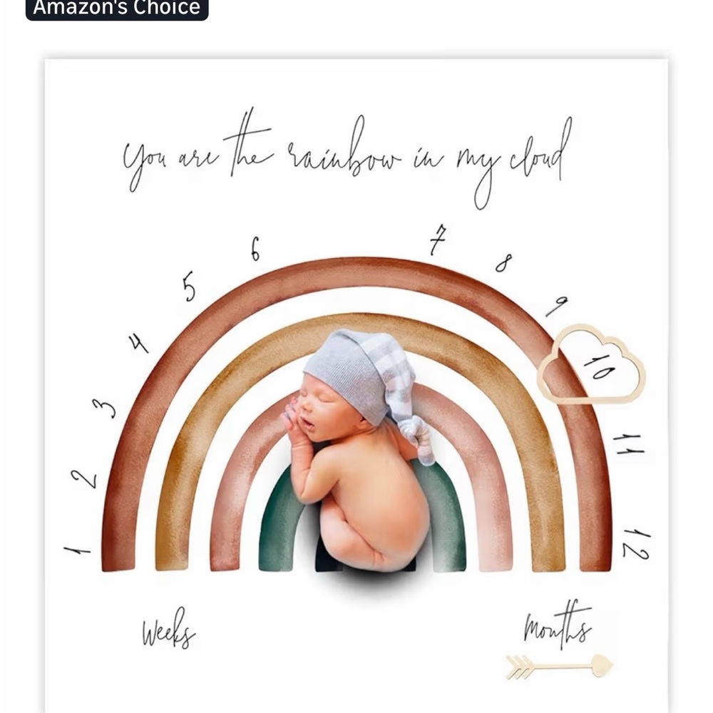 Baby Milestone Blanket with Rainbow Design
